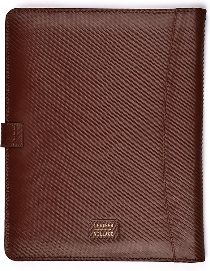 LEATHER VILLAGE Portfolio Professional Organizer– Carbon Fiber Genuine Leather - Image 5