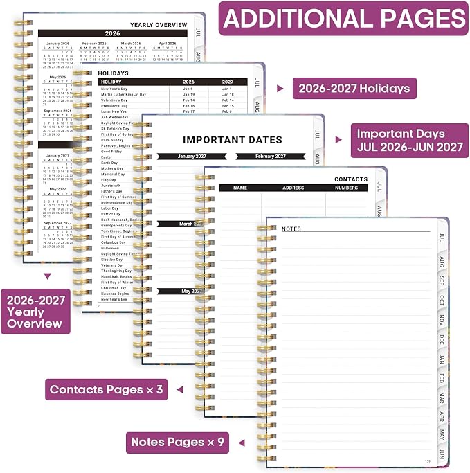 Academic Planner 2026-2027, Weekly and Monthly Calendar Book, July 2026 – June - Image 4