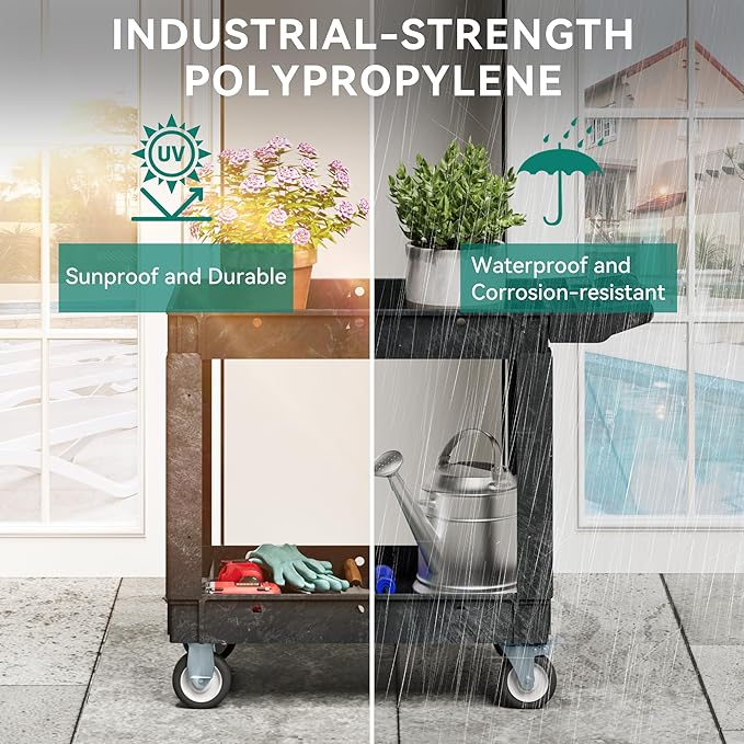 YITAHOME Black Utility Cart on Wheels, 550 lbs Capacity, 40 x 17 Inch | Rolling - Image 6