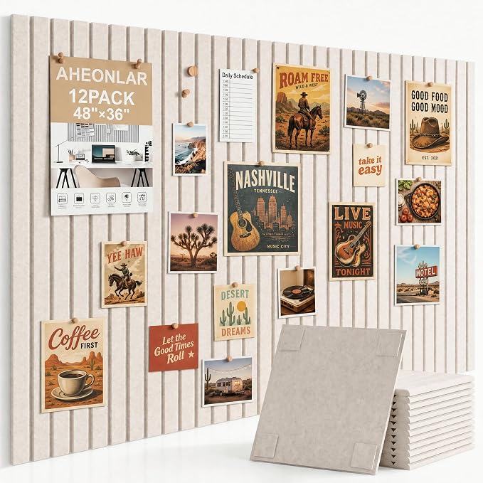 AHEONLAR Felt Bulletin Board 48" x 36", Cork Boards by garden