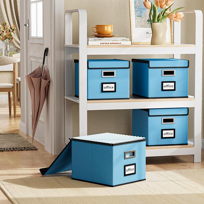 File Organizer Box with Lid, Collapsible File Folder Organizer - Image 2