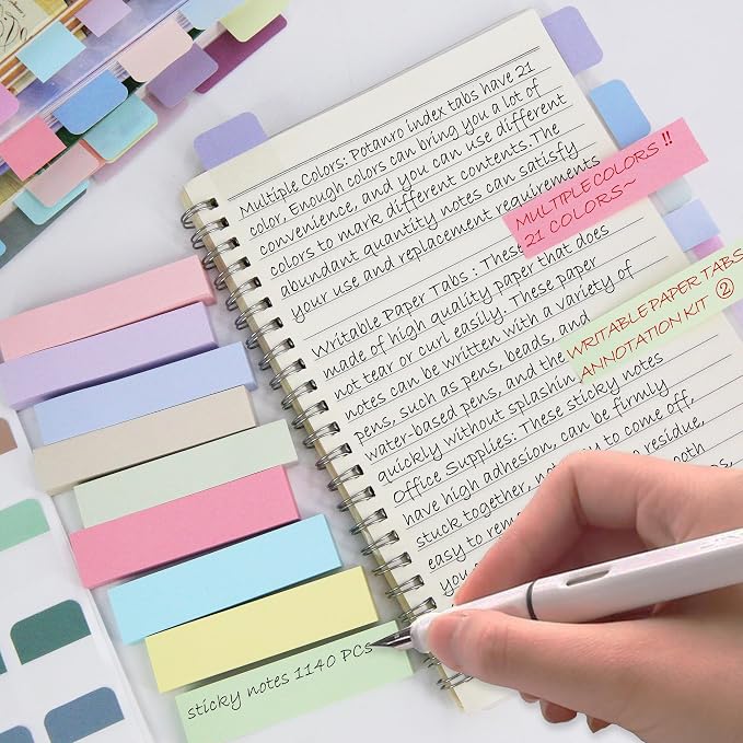 Potanro 1140PCS Sticky Index Tabs, Colourful Tabs - Image 2