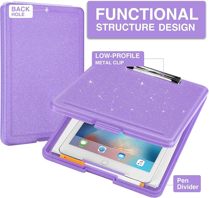 Sooez Clipboard with Storage, Plastic Storage Clipboards with Low Profile Clip - Image 2