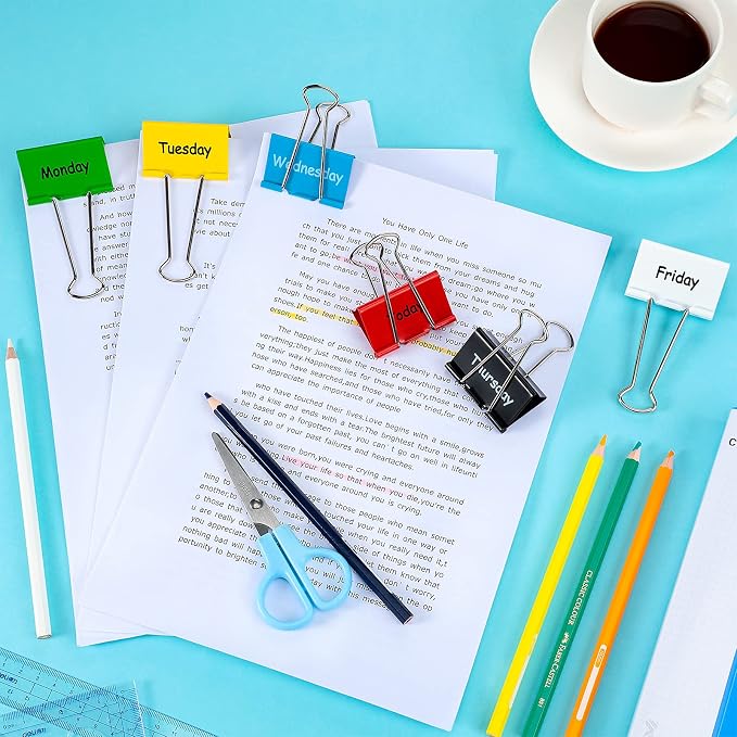 Tenare 6 Pieces Teacher Essentials Large Binder Clips 2 Inches Teacher Binder - Image 3