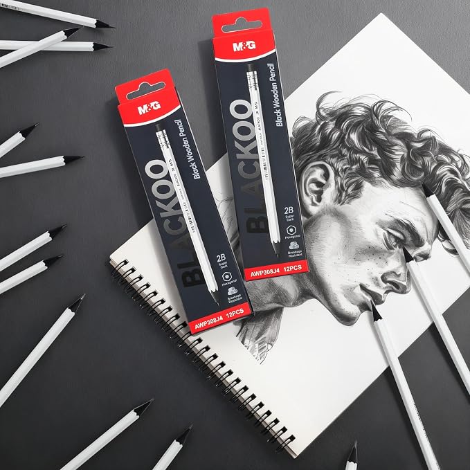 M&G BLACKOO Series 2B Wood-Cased Pencils, Bulk Black Pencils - Image 7