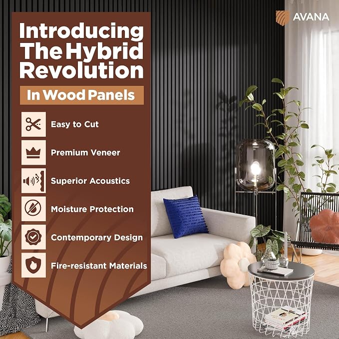 Avana Modern Acoustic Wood Wall Panels – 94.4 X 12.6 Inch Black Oak Acoustic - Image 2