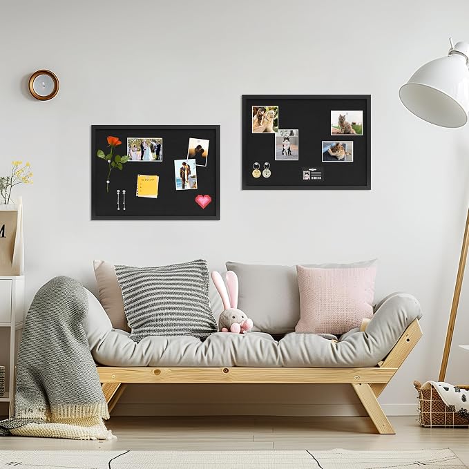 DAHAPYBOO Cork Board with Linen Black, Bulletin Board 23"x17" | Corkboards - Image 2