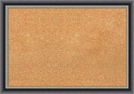 Amanti Art Natural Cork Board for Wall, 19x27 Vision Board with Black Wood Frame, Medium Corkboard Office Decor for Home Organization, Modern Contemporary Corkboard Pinboard to display items for home-DeskLoop Office
