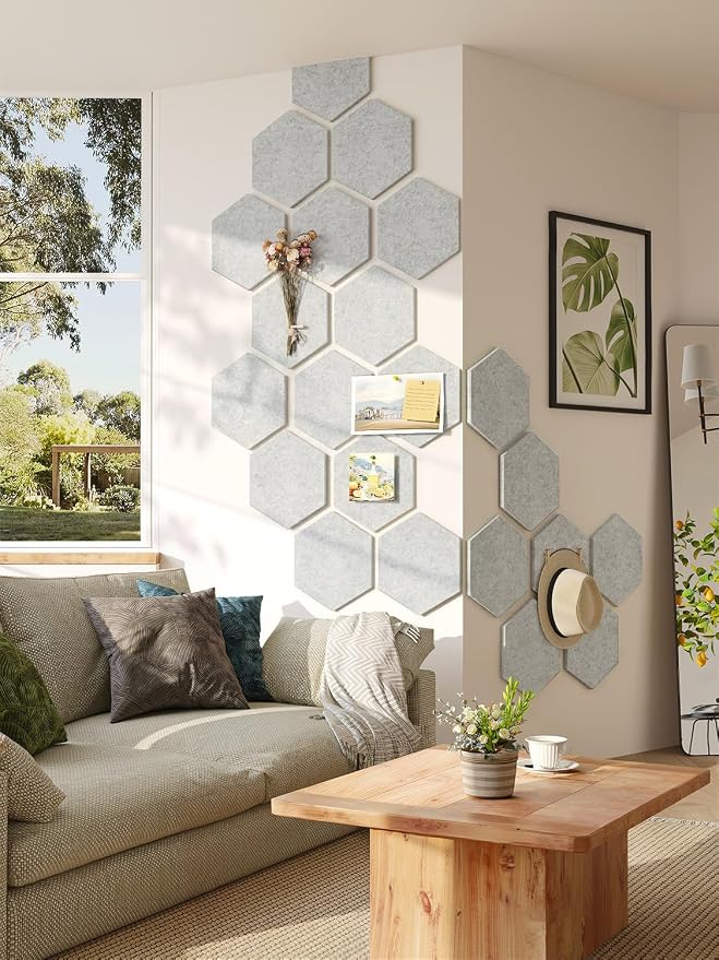 8 Pack Hexagon Felt Bulletin Board Tiles - Image 2