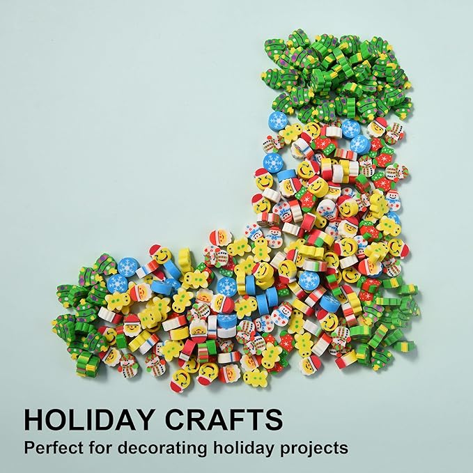 320pcs Mini Christmas Erasers for Kids Bulk, Cute Small Erasers for Christmas Party Favors Goodie Bags Stuffers Stocking Stuffers Holiday Gifts Classroom Rewards-DeskLoop Office
