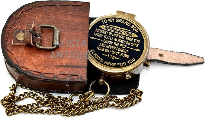 Vintage Brass Pocket Compass Gift - Image 6