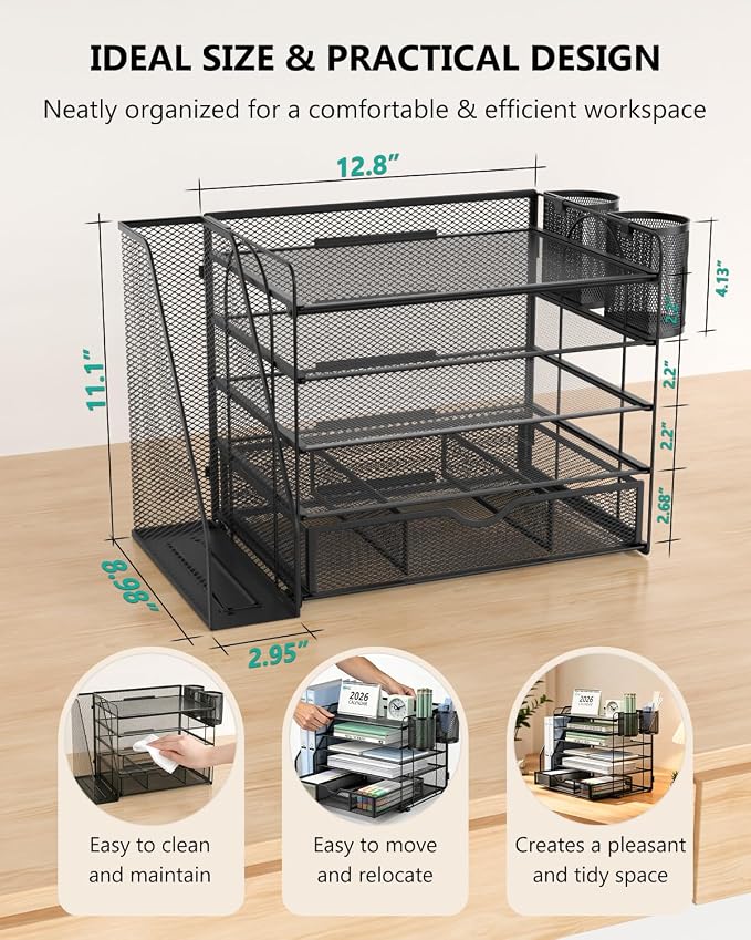WALI Desk File Organizer, 5 Tier Desktop Paper Letter Tray Organizer - Image 8