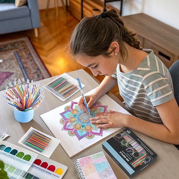 200 Colors Gel Pen Refills, Glitter Neon Gel Ink Pens Refills,Replace Cartridges for Gel Pens Set,9 Color Type for Kids Adult Coloring Books Drawing Doodling Crafts Scrapbooking Journaling,No Repeats-DeskLoop Office