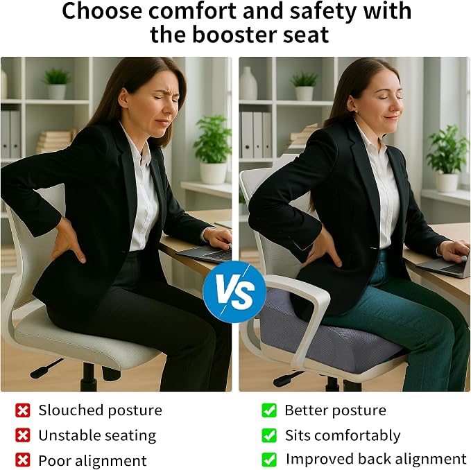 6" Extra Thick Memory Foam Office Chair Cushion – 2-Layer Booster Seat - Image 7