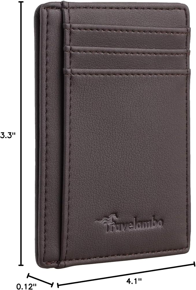 Travelambo Front Pocket Minimalist Leather Slim Wallet RFID Blocking Medium Size - Image 9