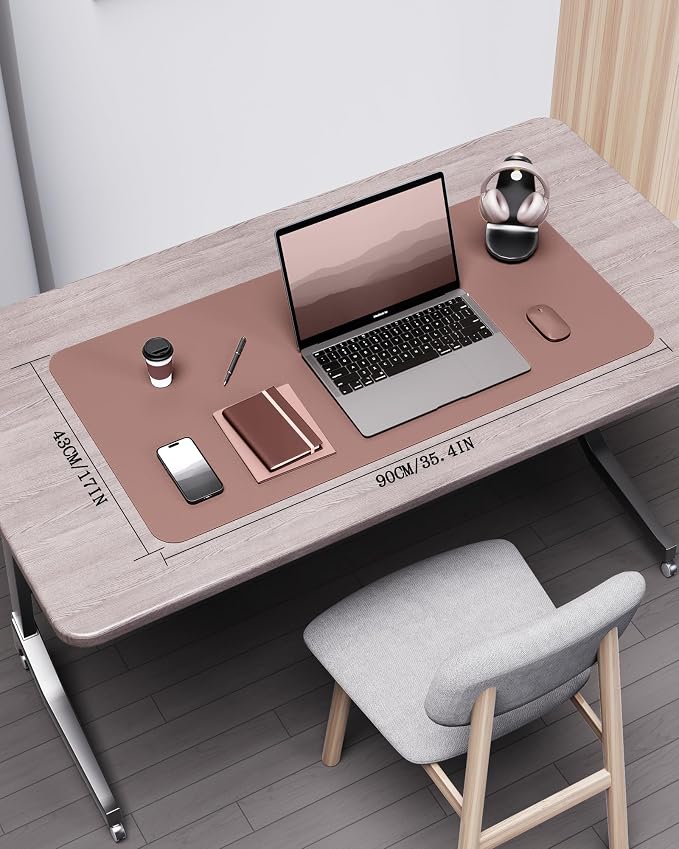 YSAGi Double-Sided Desk Pad, 35.4"x17" Leather Desk Mat, Eco Cork Desk Pad - Image 2