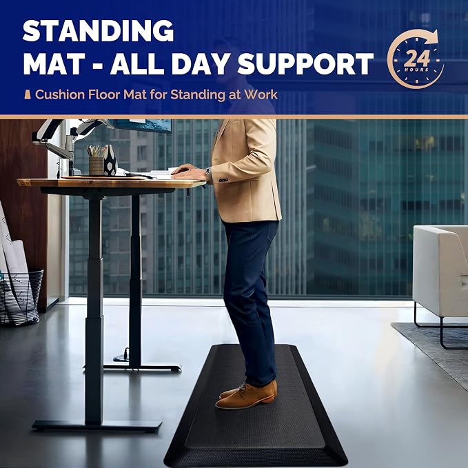 FEATOL Anti Fatigue Mat for Standing, 9/10 Extra Thick Ergonomic Standing Desk - Image 2