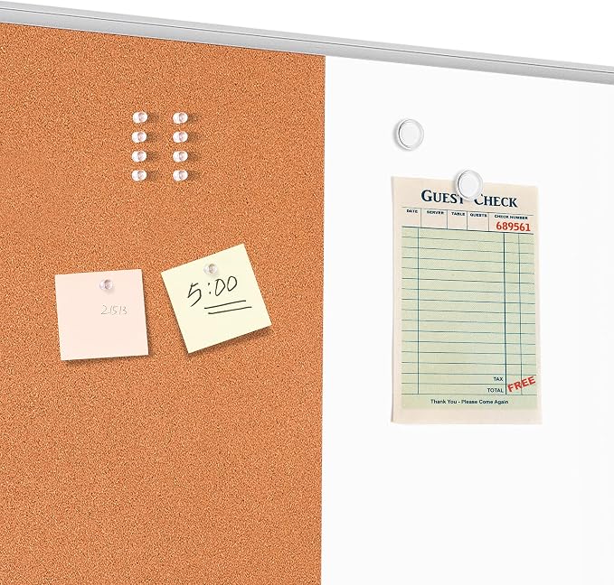 Amazon Basics Magnetic Dry Erase Whiteboard & Cork Board Combo, Wall Mounted - Image 2