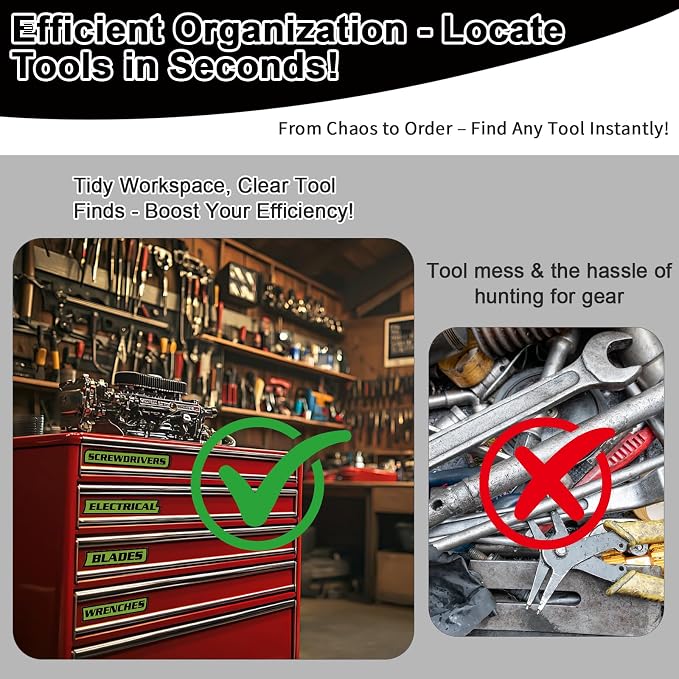 12 Pack of Magnetic Tool Box Labels, Reusable Toolbox Labels Magnet, Magnetic - Image 3