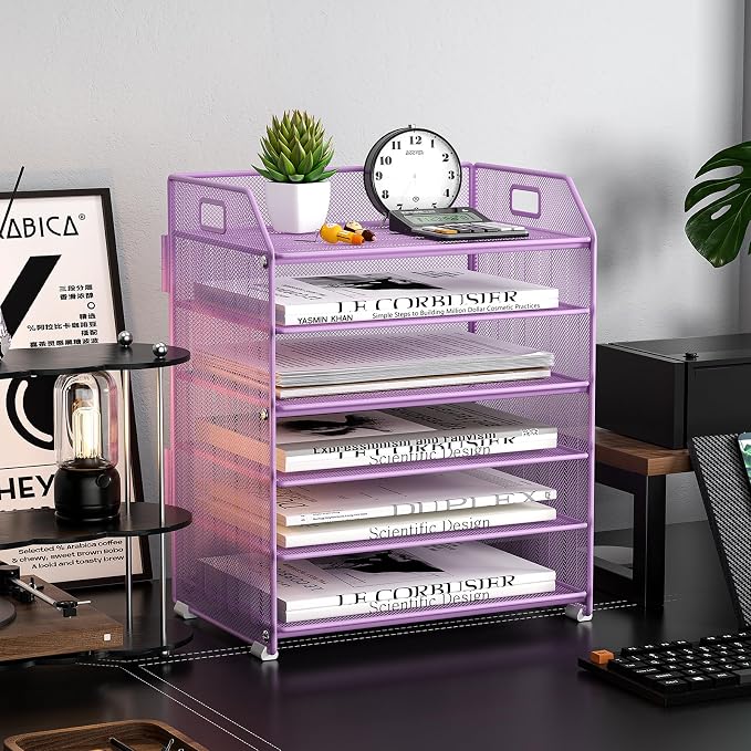 6 Tier Desk Organizer, Heavy-Duty Thick Metal Letter Tray Organizer, Large - Image 7