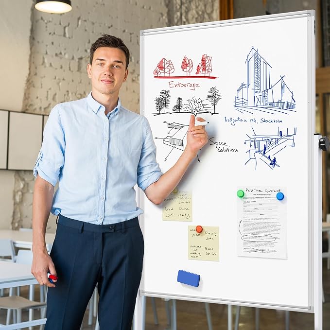 Large Rolling Whiteboard on Wheels, Portable Standing Magnetic Dry Erase Board - Image 2