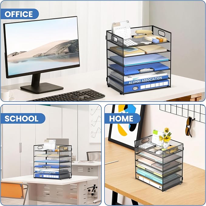 Daltack 6 Tier Paper Organizer for Desk, Paper Letter Tray Organizer for Desks - Image 6