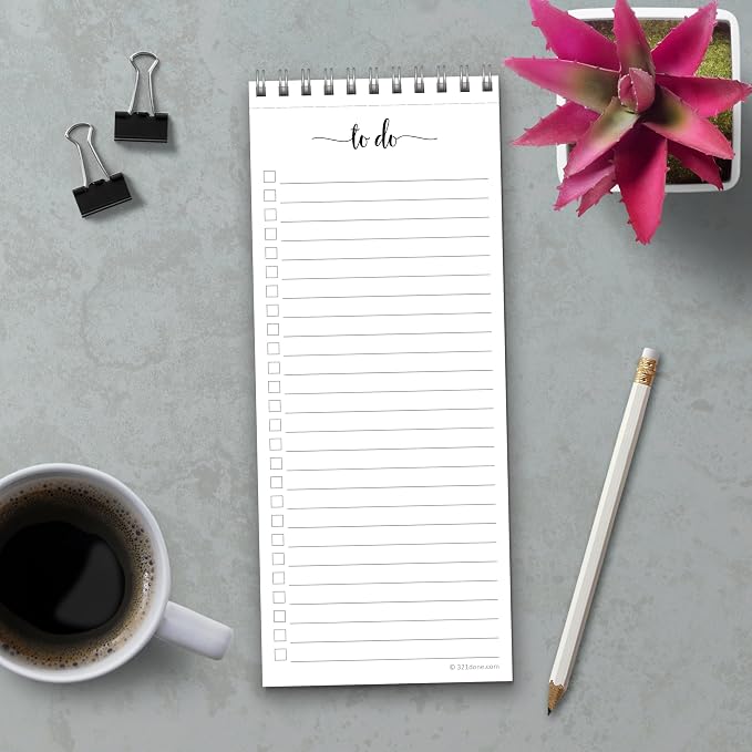321Done Skinny to Do List Notepad, 3.7x8.5 Spiral - Image 3