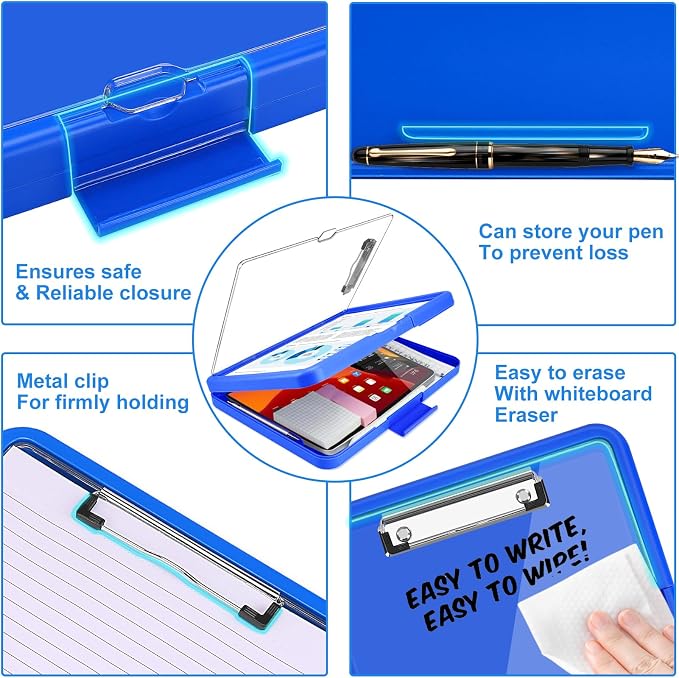 Clipboard with 2 Storage & Pen Holder, Heavy Duty Clip Boards 8.5x11 with Dual - Image 5