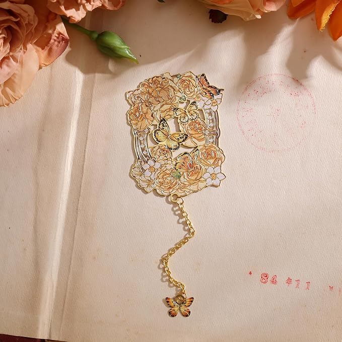 6 Pieces Metal Bookmark, Hollow Flower Book Mark - Image 3