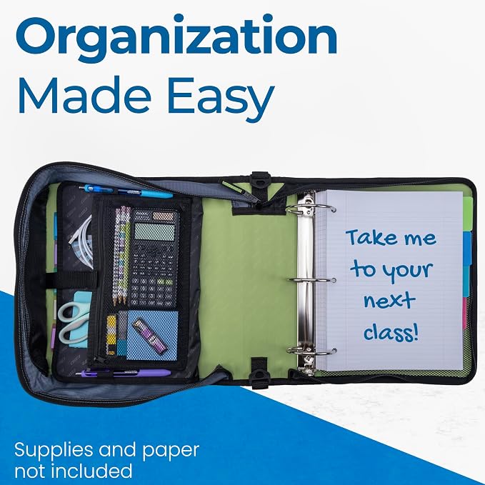 Case-it Mighty Zip Tab School Zipper Binder | 3-Inch O-Rings, 600-Sheet Capacity - Image 7