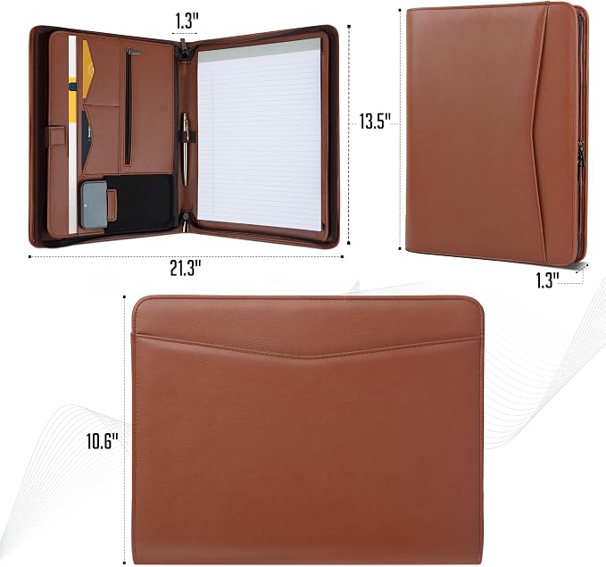 STYLIO Zipper Padfolio Portfolio Binder Organizer | Faux Leather Portfolio - Image 2