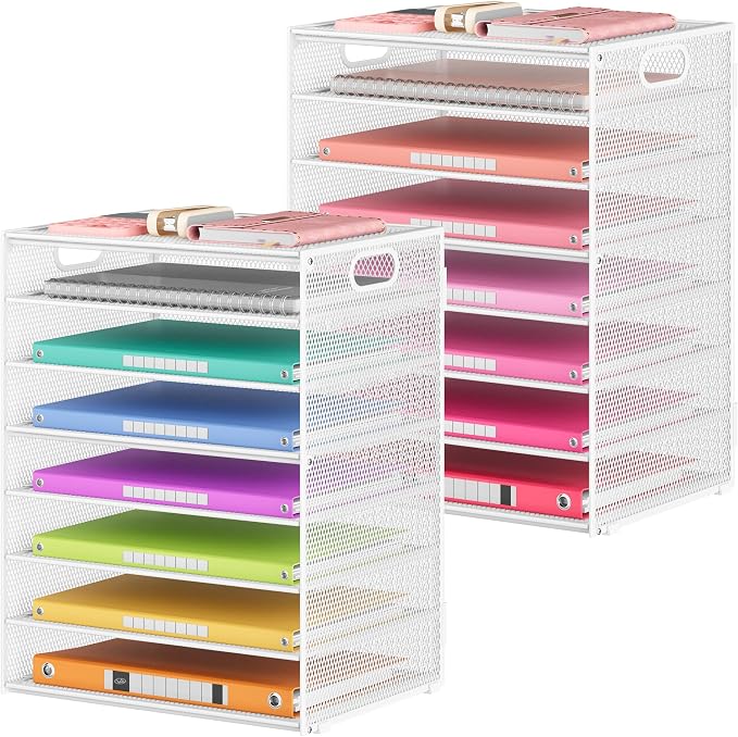Lavatino 2 Pack 8-Tier Office Desk File Organizer, Letter Tray Paper Organizer by Lavatino