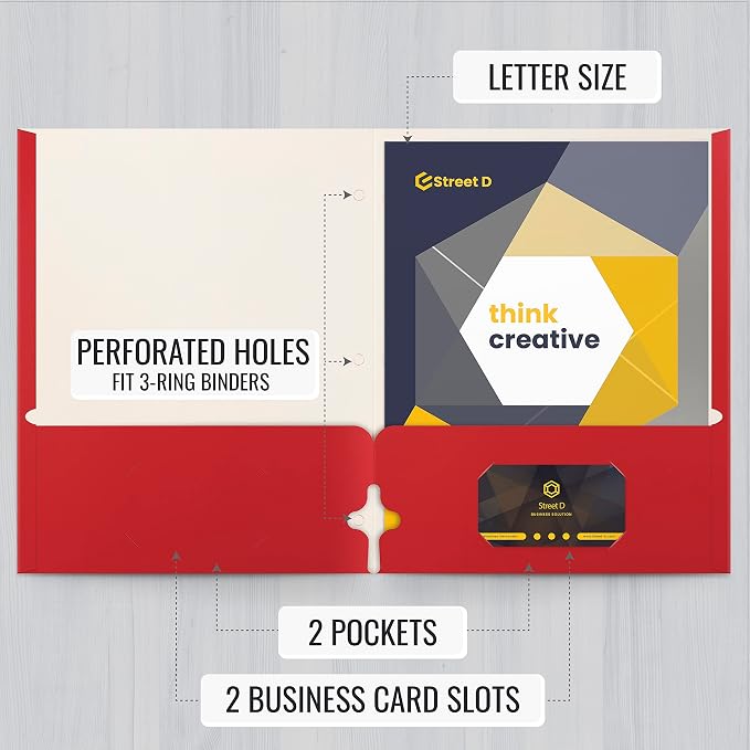 Better Office Products Two Pocket Portfolio Folders, Letter Size Paper Folders - Image 2