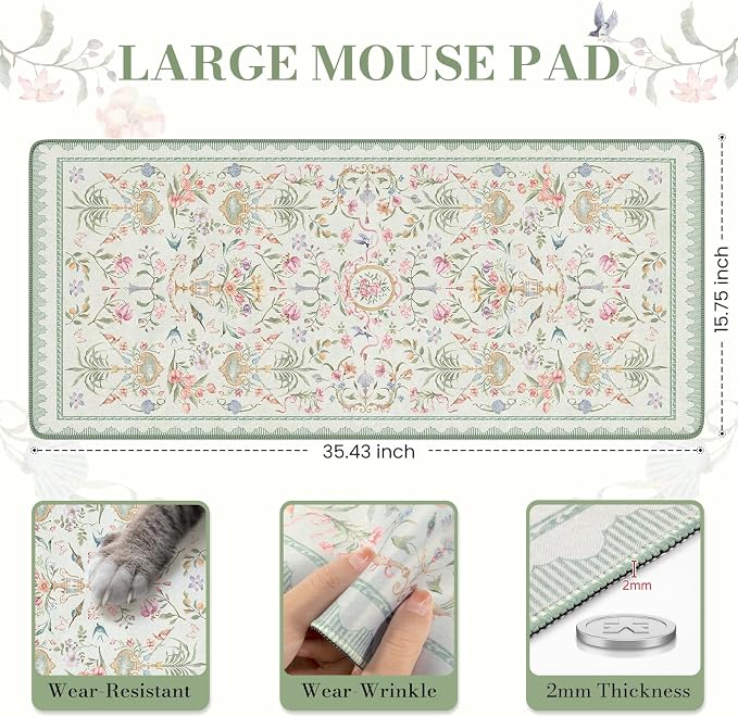 iCasso Desk Cover Mat Green, Extra Large Mouse Pad - Image 2