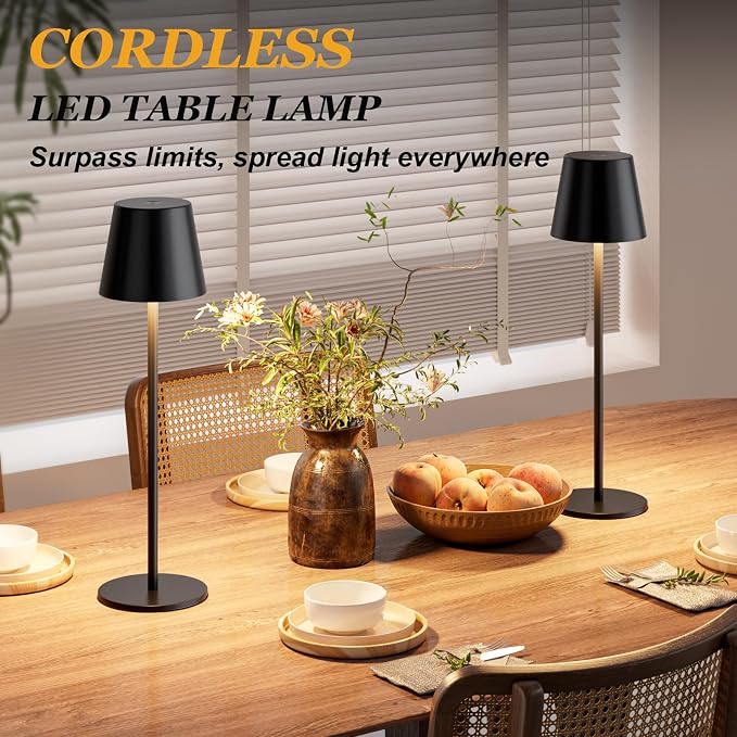 Kakanuo 20" Black Cordless Table Lamp Rechargeable - Image 5