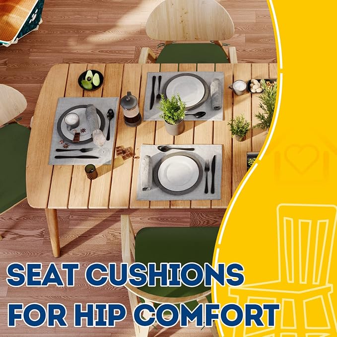 AAAAAcessories D-Shaped Chair Cushions, Machine-Washable Cover, Dark Olive Green - Image 8
