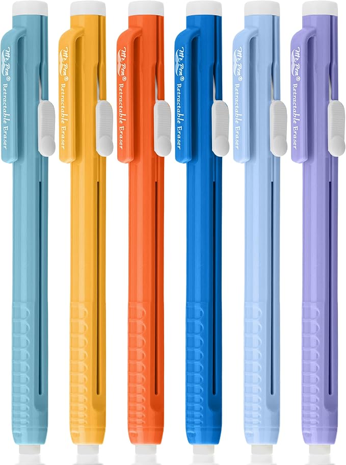 Mr. Pen- Retractable Mechanical Eraser Pens, 6 Pack, Winter Colors | Latex-Free by MrPen