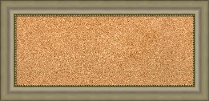 Amanti Art Natural Cork Board for Wall, 17x35 Vision Board with Silver Wood Frame, Medium Corkboard Office Decor for Home Organization, Traditional Corkboard Pinboard to Display Items for Home-DeskLoop Office