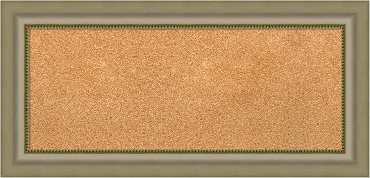 Amanti Art Natural Cork Board for Wall, 17x35 Vision Board with Silver Wood Frame, Medium Corkboard Office Decor for Home Organization, Traditional Corkboard Pinboard to Display Items for Home-DeskLoop Office