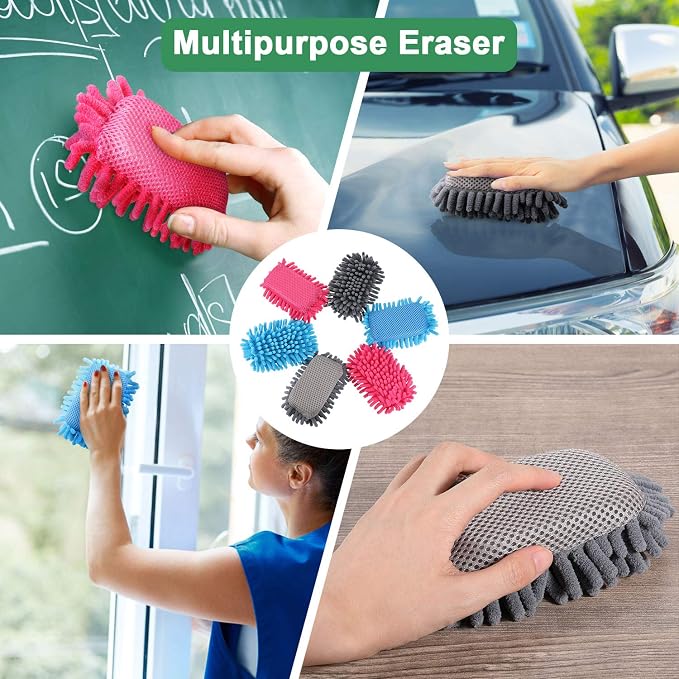 Zonon 6 Pieces Washable Microfiber Shag Dry Erase Board Eraser Microfiber Shag - Image 7