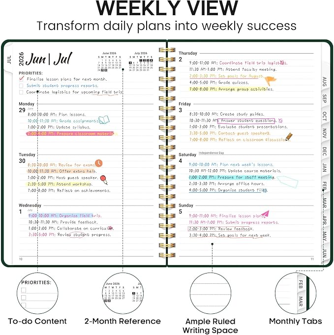8.5" x 11" Academic Planner 2026-2027, Weekly & Monthly Calendar Planner Book - Image 3
