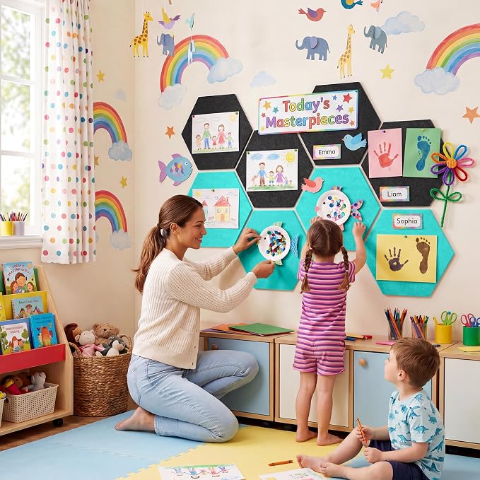 8 Pack Hexagon Felt Bulletin Board Tiles - Image 5