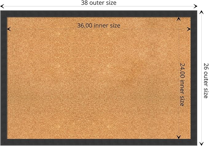 Amanti Art Natural Cork Board for Wall, 26x38 Vision Board with Black Wood Frame, Large Corkboard Office Decor for Home Organization, Modern Contemporary Corkboard Pinboard to display items for home-DeskLoop Office
