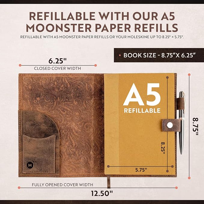 moonster Leather Journals for Women for Writing - Image 4