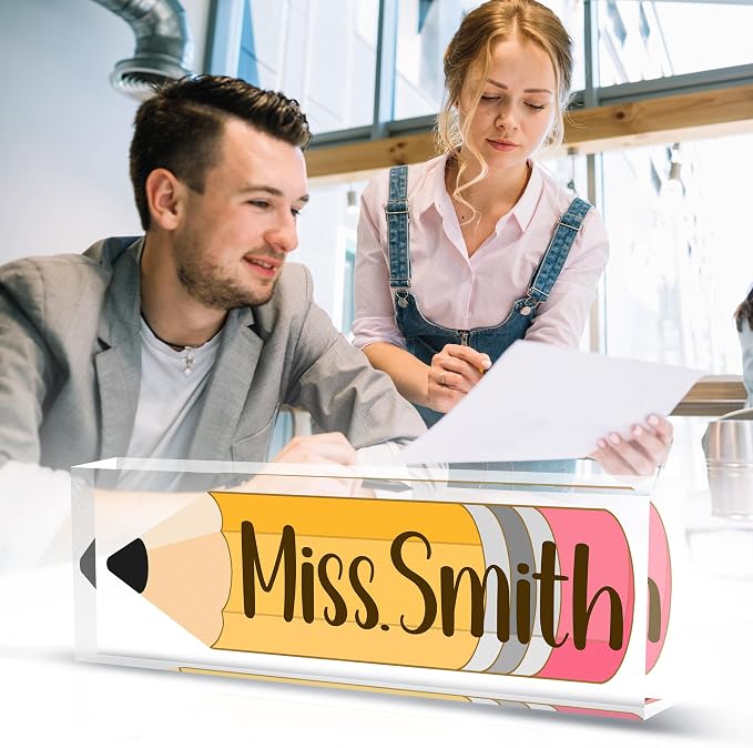 Teacher Name Plate for Desk, Acrylic Desk Name Plate Personalized Office Desk - Image 3