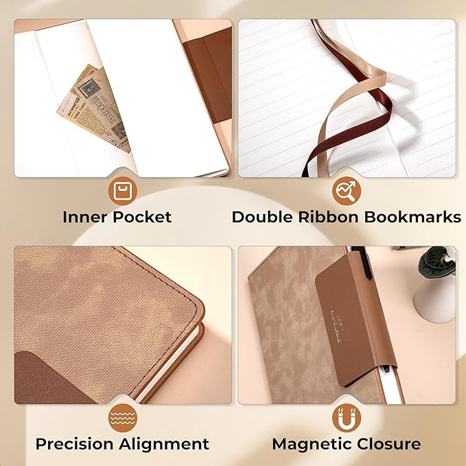 Leather Journal for Men 320 Pages B5 Large Journaling Notebooks with 100 GSM Thick Paper Journals for Writing Notebook for Men & Women with Buckle Closure Work Diary, 7.28" x 10.23", Brown-DeskLoop Office