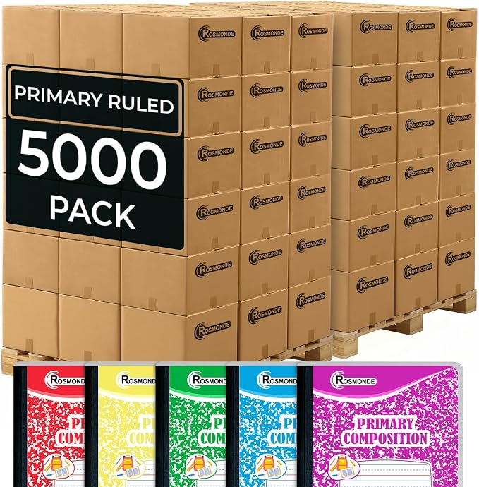 Rosmonde 5000 Pack Primary Ruled Composition Notebooks Bulk, 200 Pages by Rosmonde