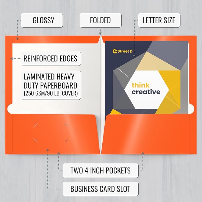 Better Office Products 2 Pocket Glossy Laminated Paper Folders, Letter Size - Image 2
