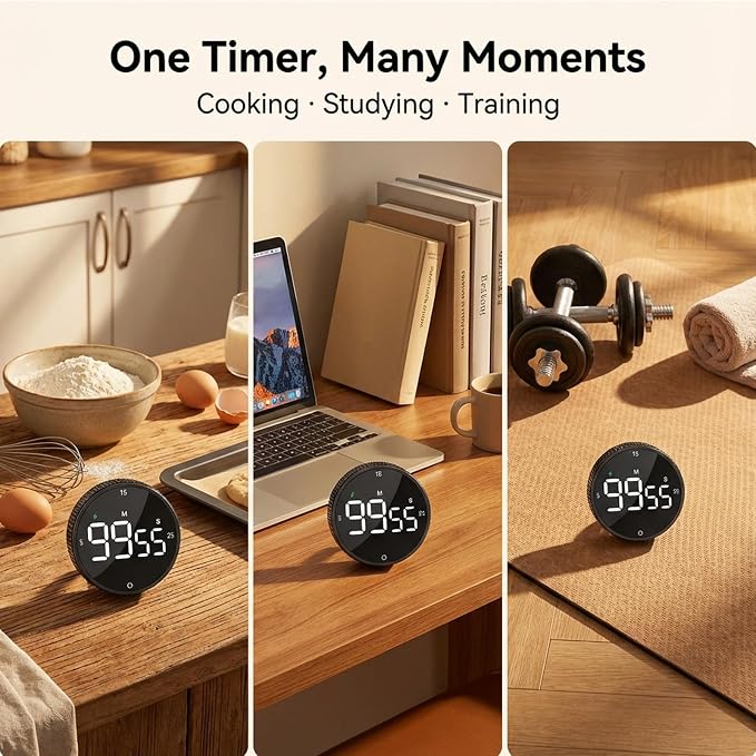 Rechargeable Magnetic Kitchen Timer, LED Countdown/Count-Up Timer, Supports - Image 7