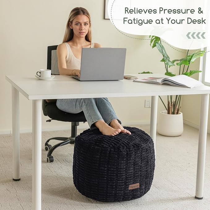 HIGOGOGO Pouf Ottoman Stuffed Round Modern Foam Filled Foot Rest Poufs - Image 3